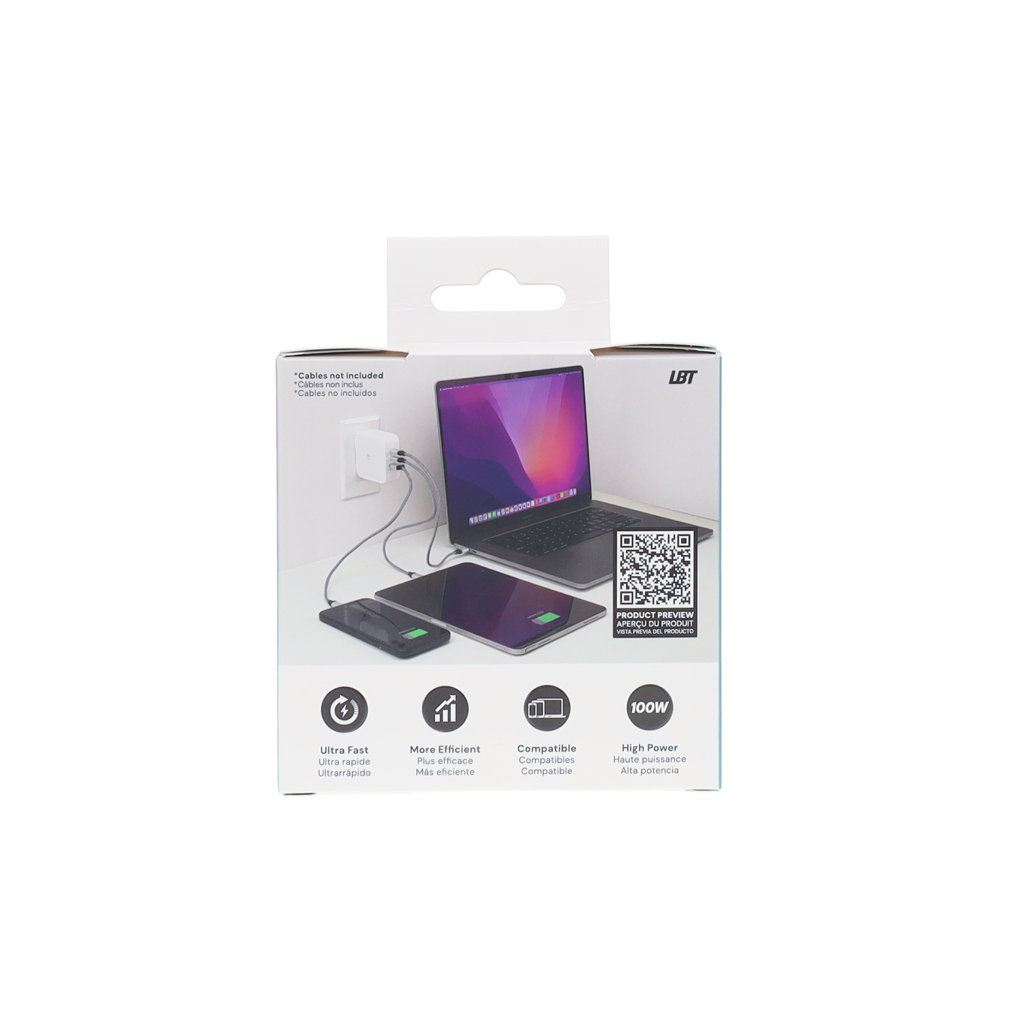 100W 3-Port Computer/Tablet/Phone Wall Charger