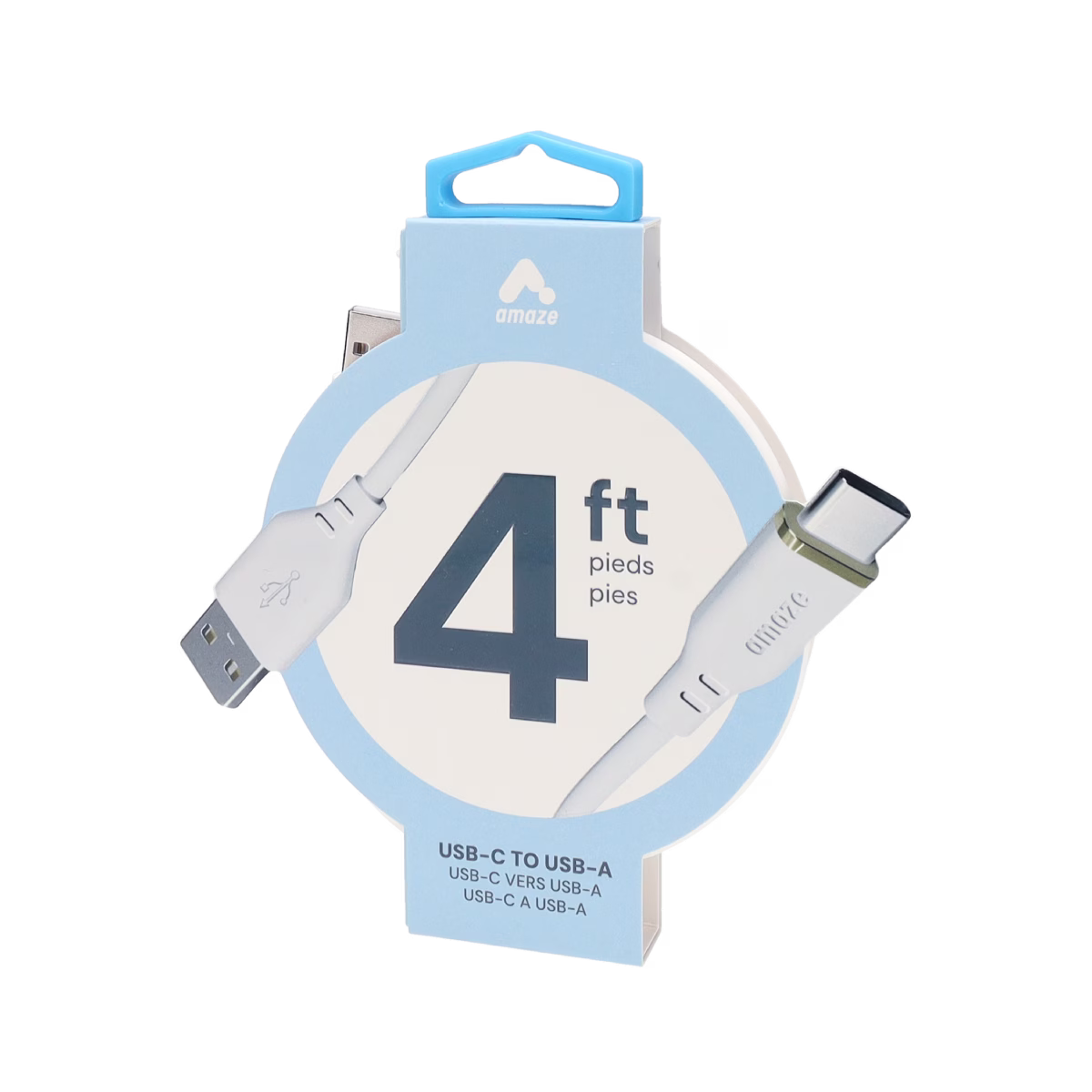 Amaze 4FT USB-C to USB-A White Cable image 1