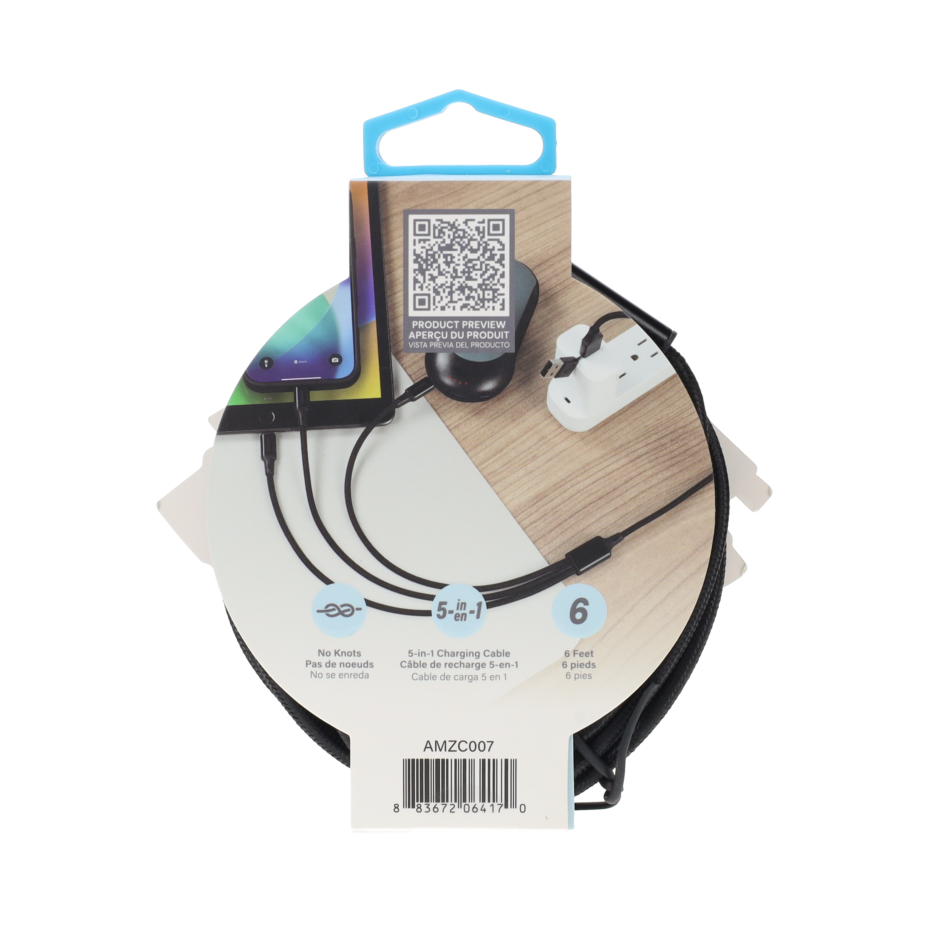 Câble de charge rapide à double connecteur (USB-C vers USB-A/C) de 1,5 m