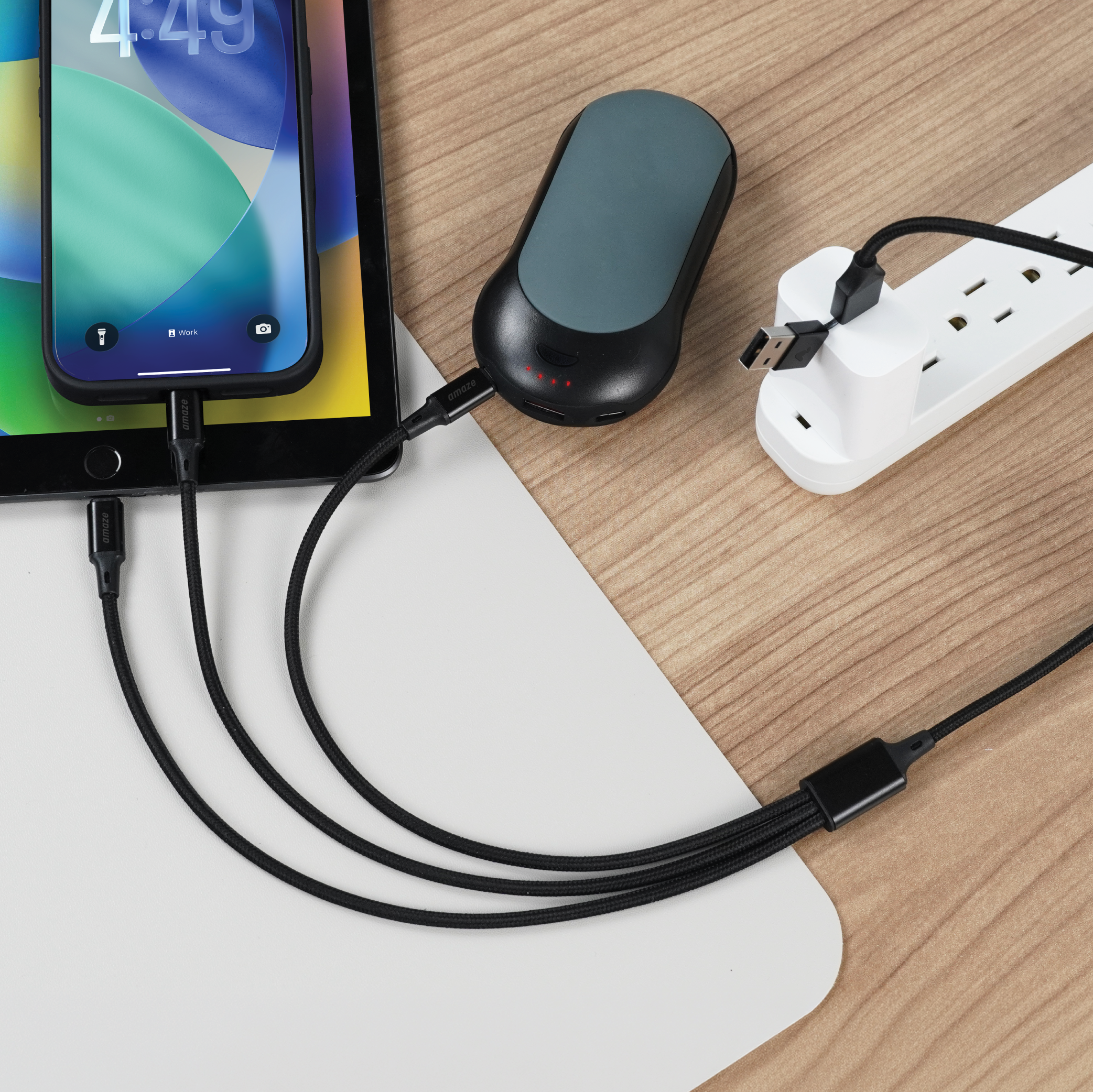 Câble de charge rapide à double connecteur (USB-C vers USB-A/C) de 1,5 m