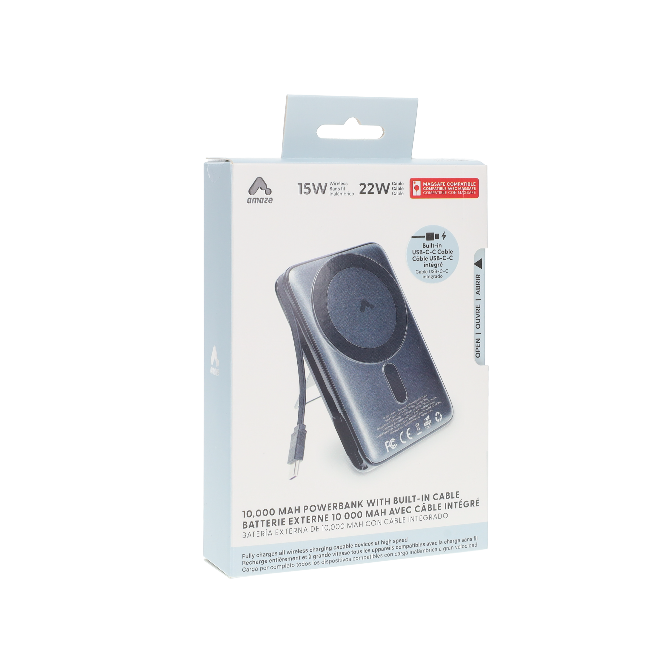 10,000 mAh Powerbank with Built-In Cable