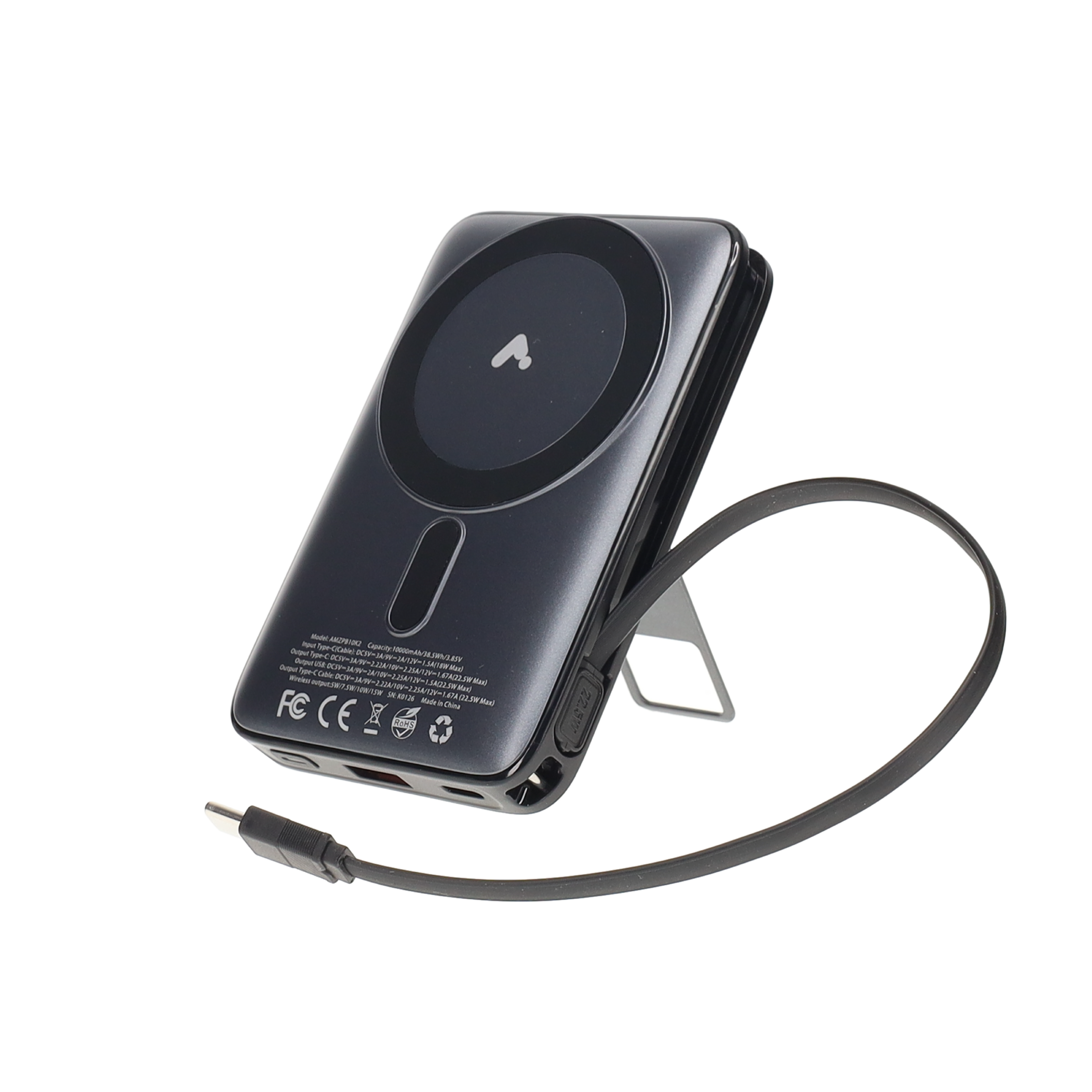 10,000 mAh Powerbank with Built-In Cable