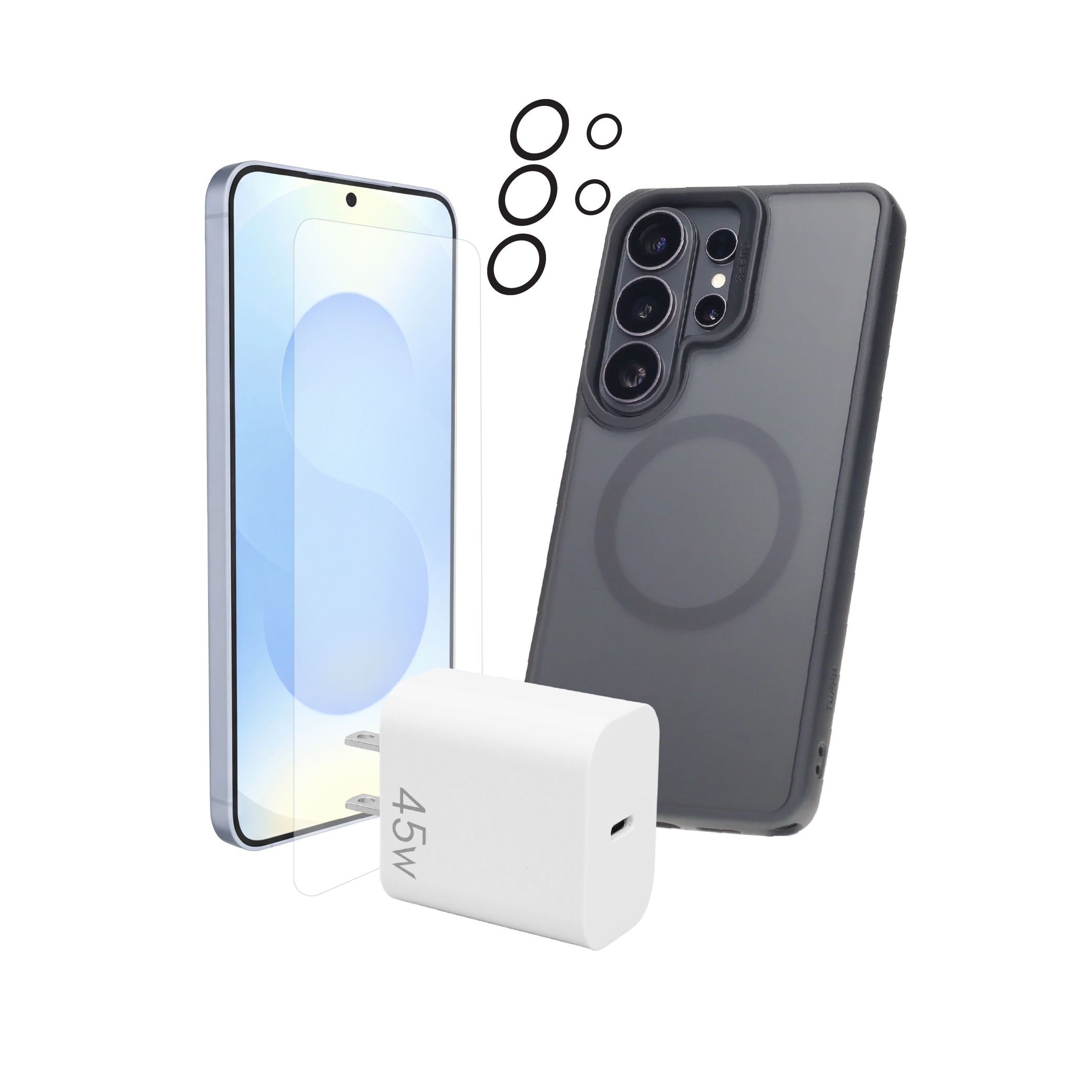 Samsung Galaxy S26 Ultra 4-in-1 Bundle - GlideGuard Case, Tempered Glass, Camera Guard, 45W PD Charger