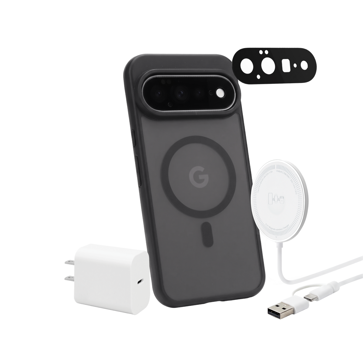 Google Pixel 11 4-in-1 Bundle - GlideGuard Case, Camera Guard, 45W PD Charger, Puck Charger