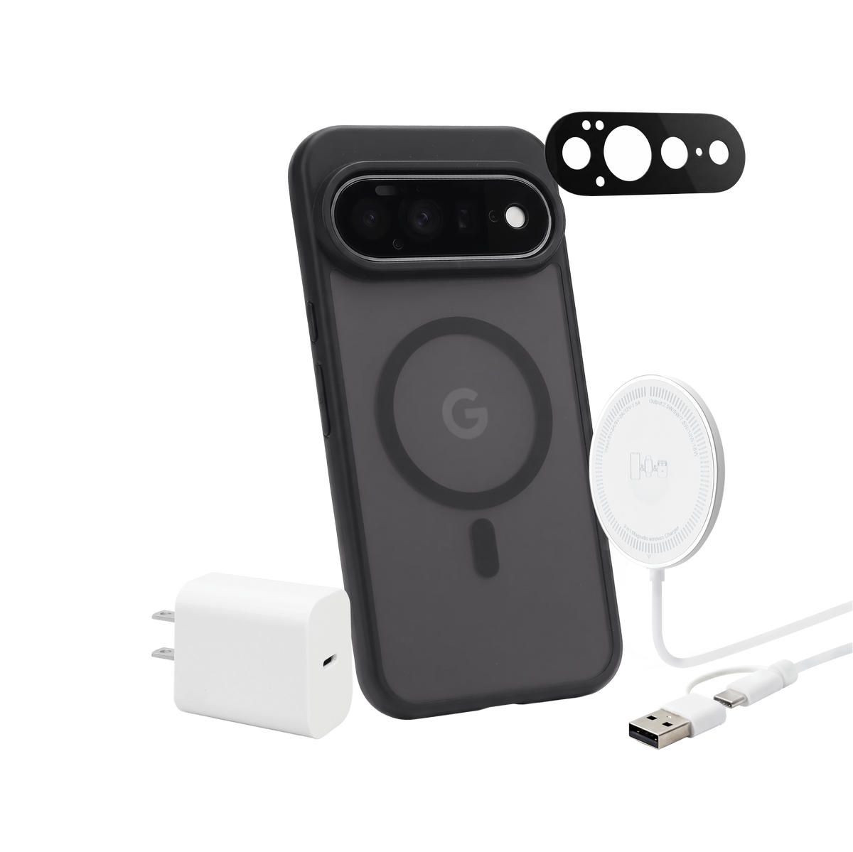 Google Pixel 11 Pro XL 4-in-1 Bundle - GlideGuard Case, Camera Guard, 45W PD Charger, Puck Charger