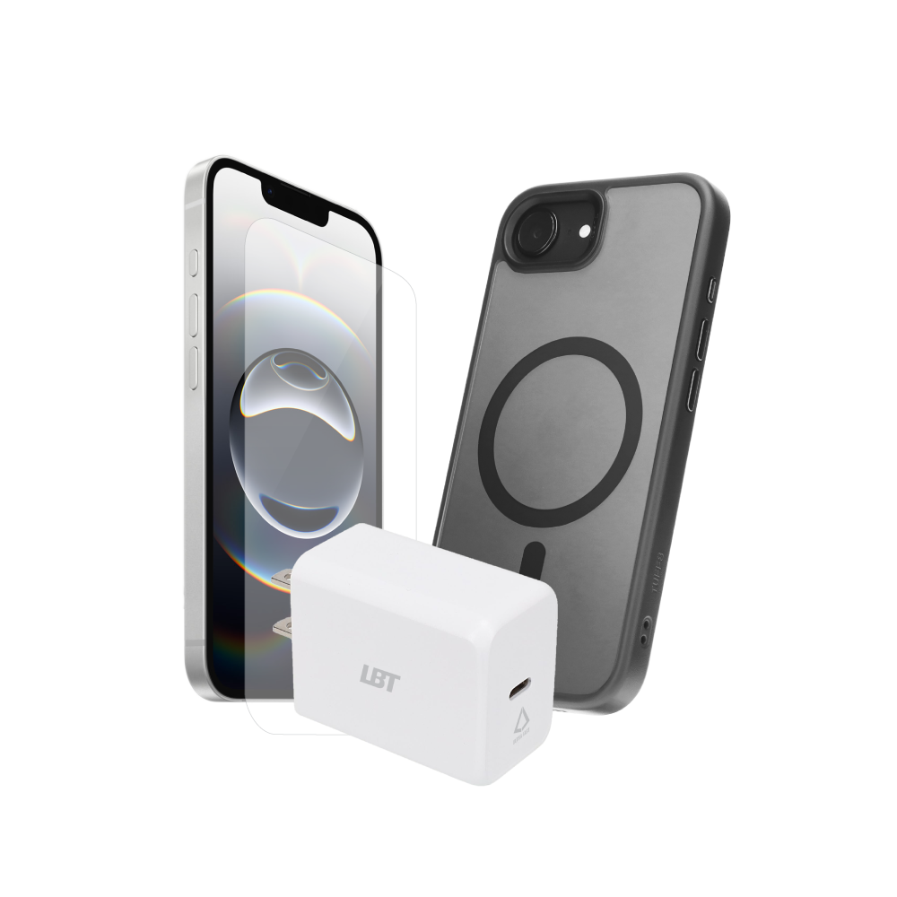 Pack 3-en-1 pour iPhone 16 Pro Max : coque GlideGuard, verre trempé, chargeur PD 30 W