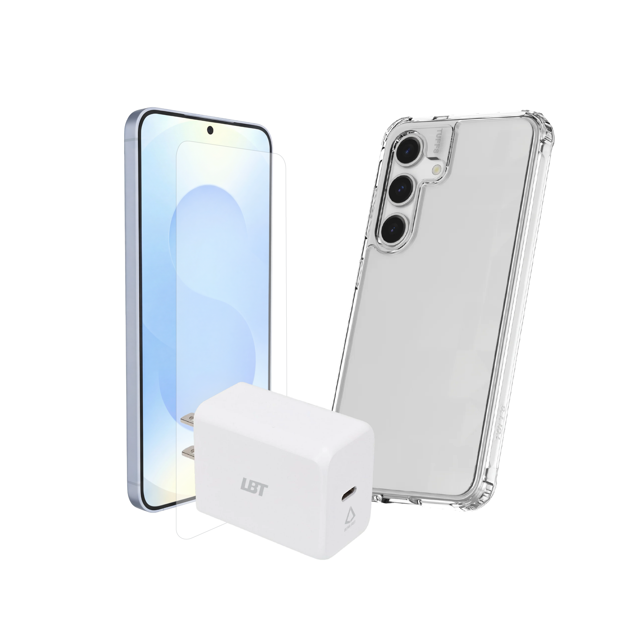 Samsung Galaxy S25 3-in-1 Bundle - Clear Case, Tempered Glass, 30W PD Charger