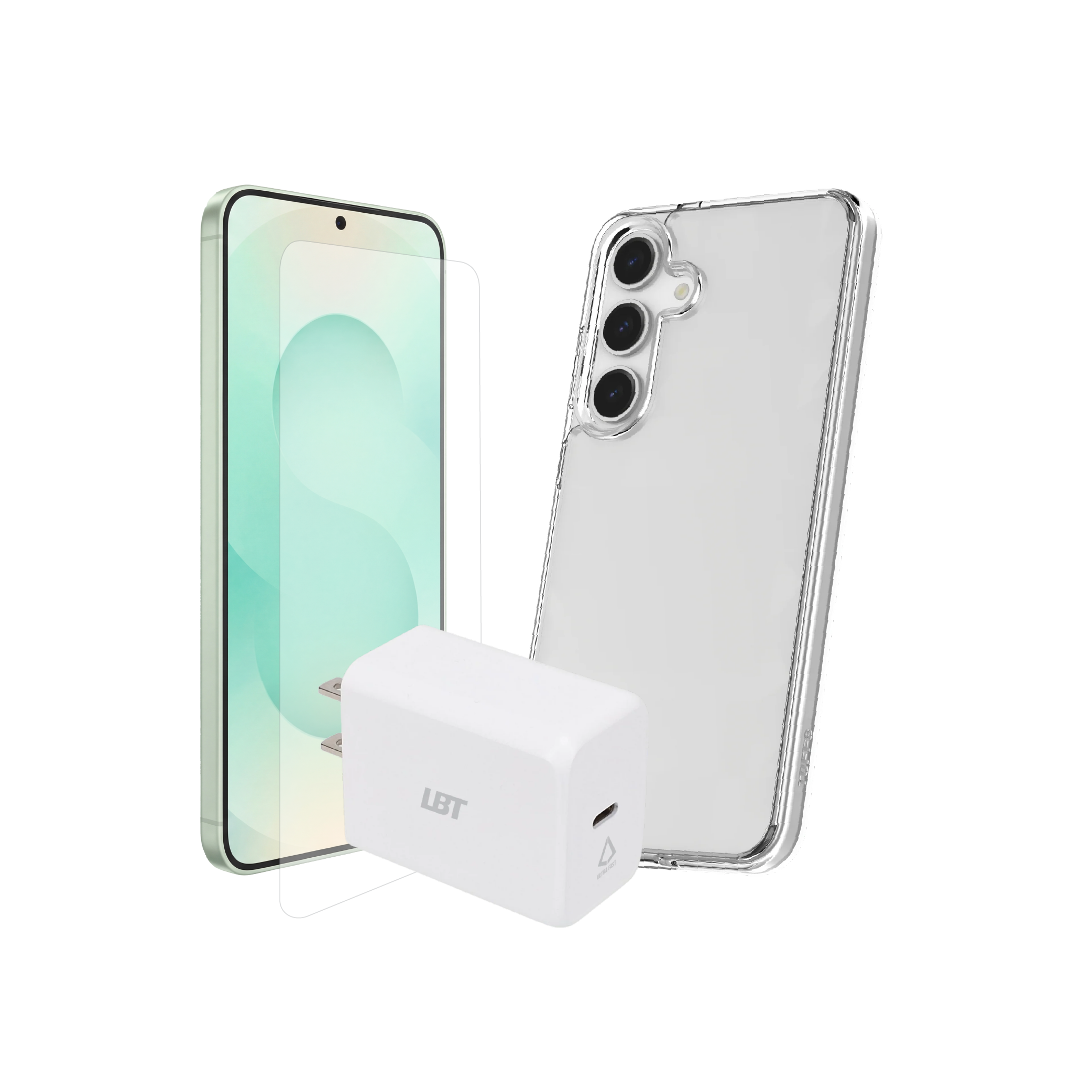 Samsung Galaxy S25+ 3-in-1 Bundle - Clear Case, Tempered Glass, 30W PD Charger