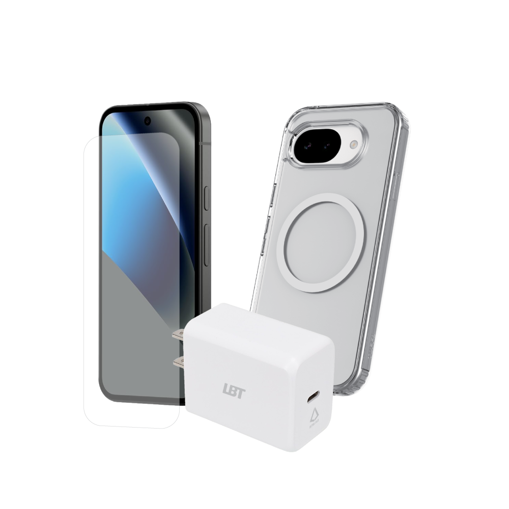 Google Pixel 10a 3-in-1 Bundle - Clear Mag Case, Tempered Glass, 30W2 PD Charger