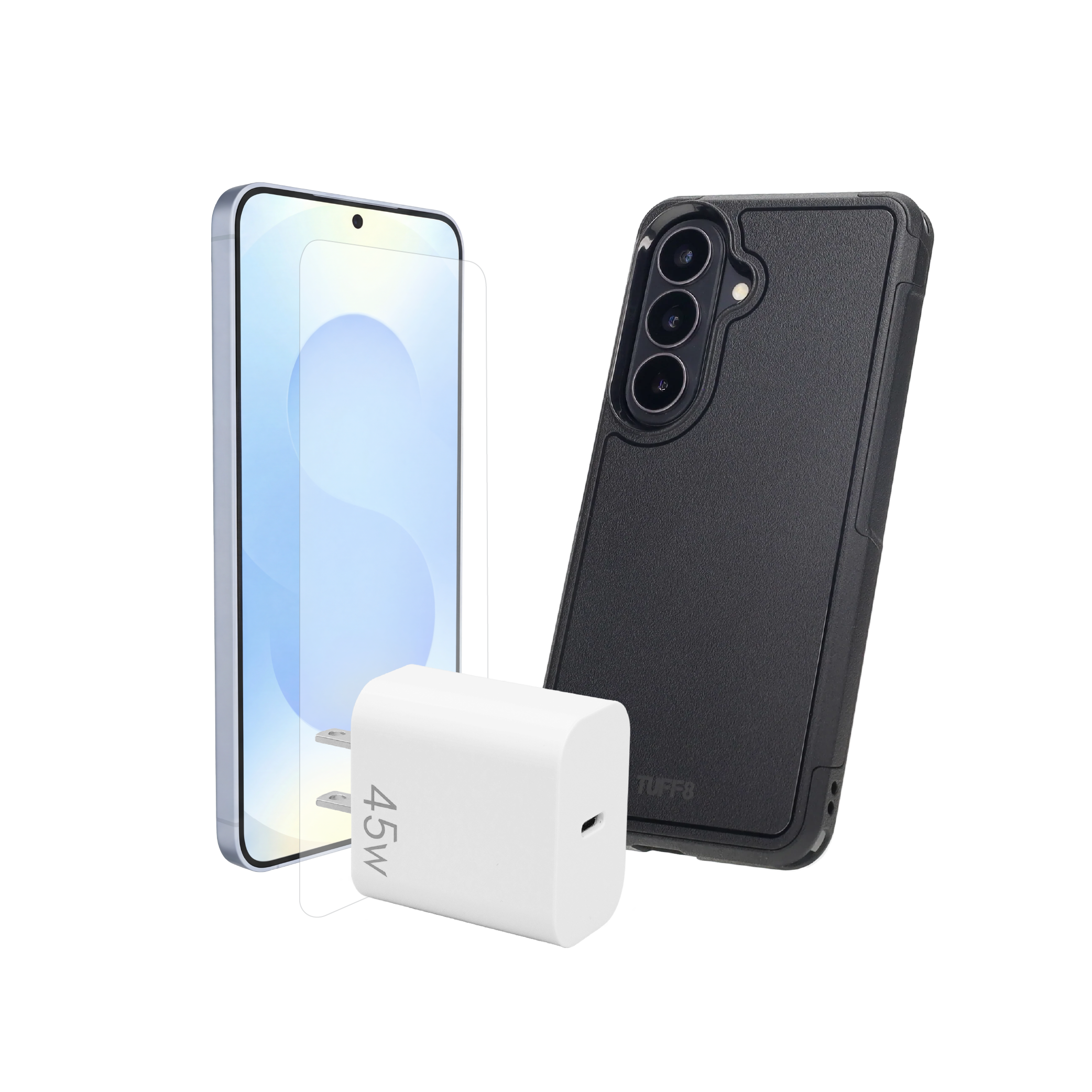 Samsung Galaxy S26+ 3-in-1 Bundle - Impact Case, Tempered Glass, 45W PD Charger