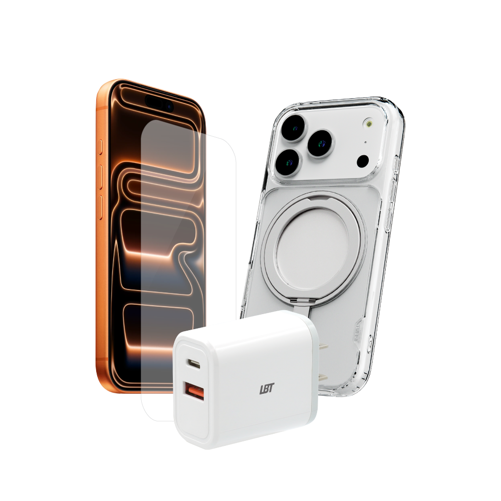 iPhone 17 Pro 3-in-1 Bundle - Glide360 Case, Tempered Glass, 35W PD Charger