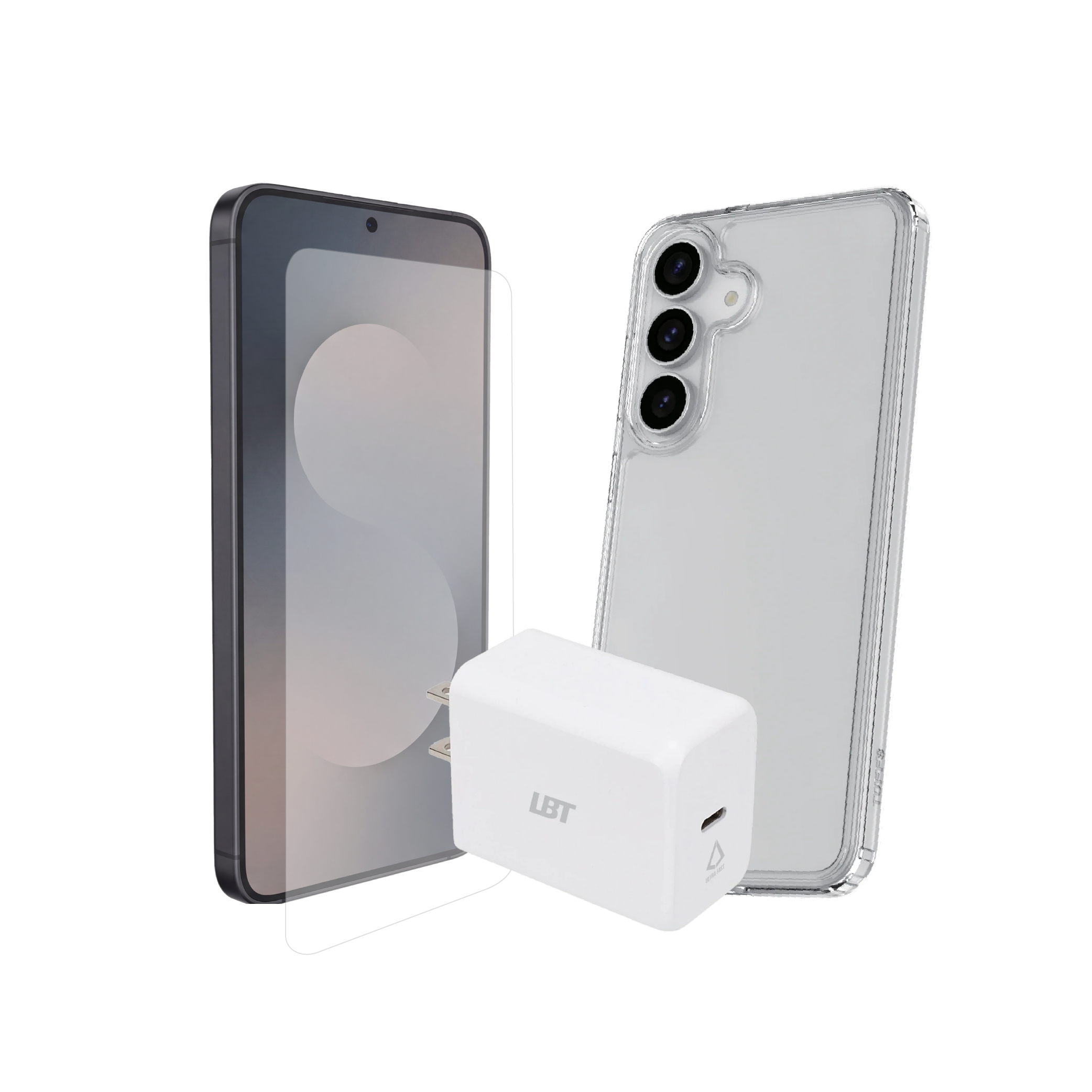 Samsung Galaxy S25 FE 3-in-1 Bundle - Clear Case, Tempered Glass, 30W PD Charger