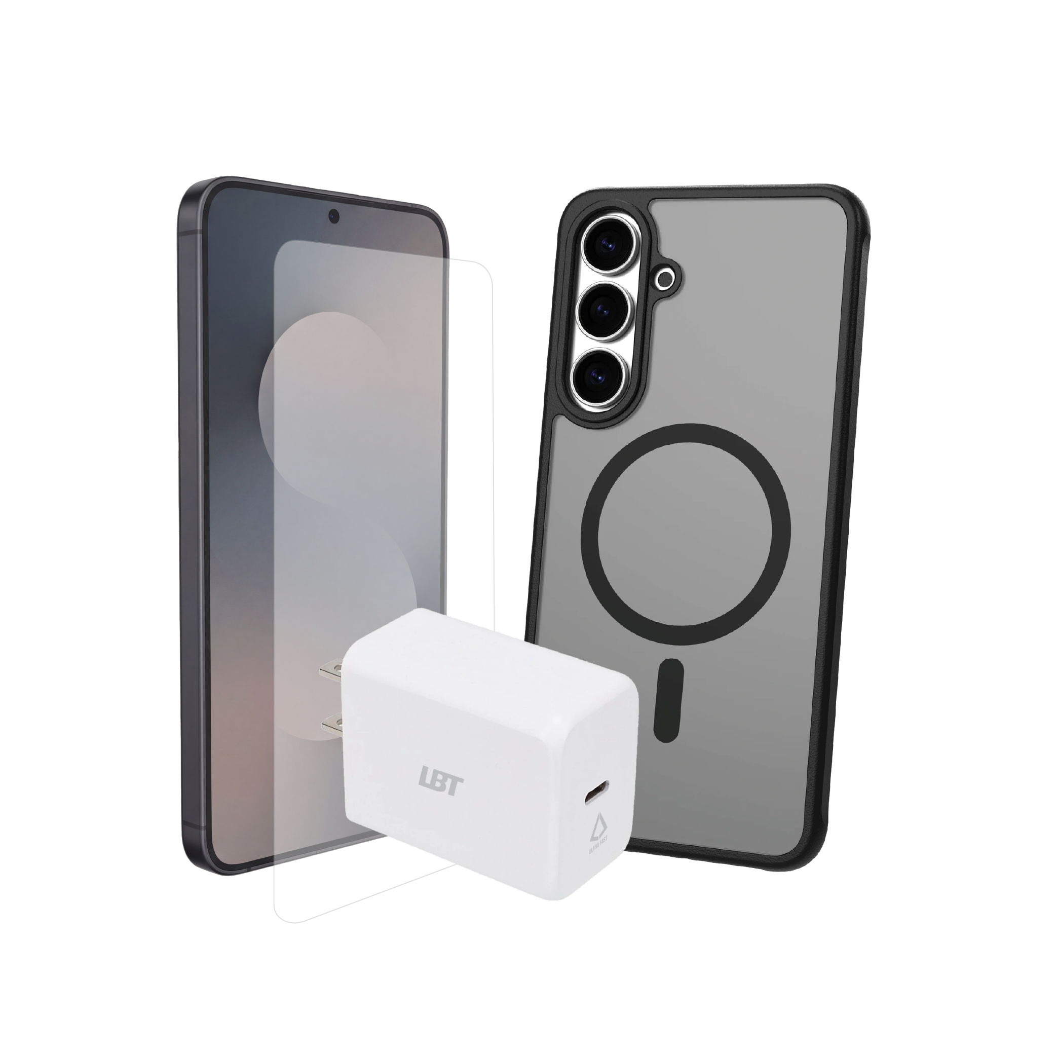 Samsung Galaxy S25 FE 3-in-1 Bundle - GlideGuard Case, Tempered Glass, 30W PD Charger,