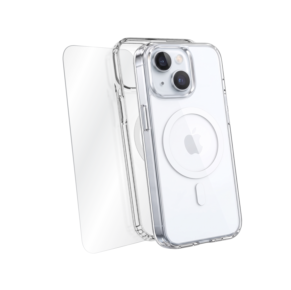 iPhone 15 3-in-1 Bundle, 2-Pack Clear Mag Case, Tempered Glass