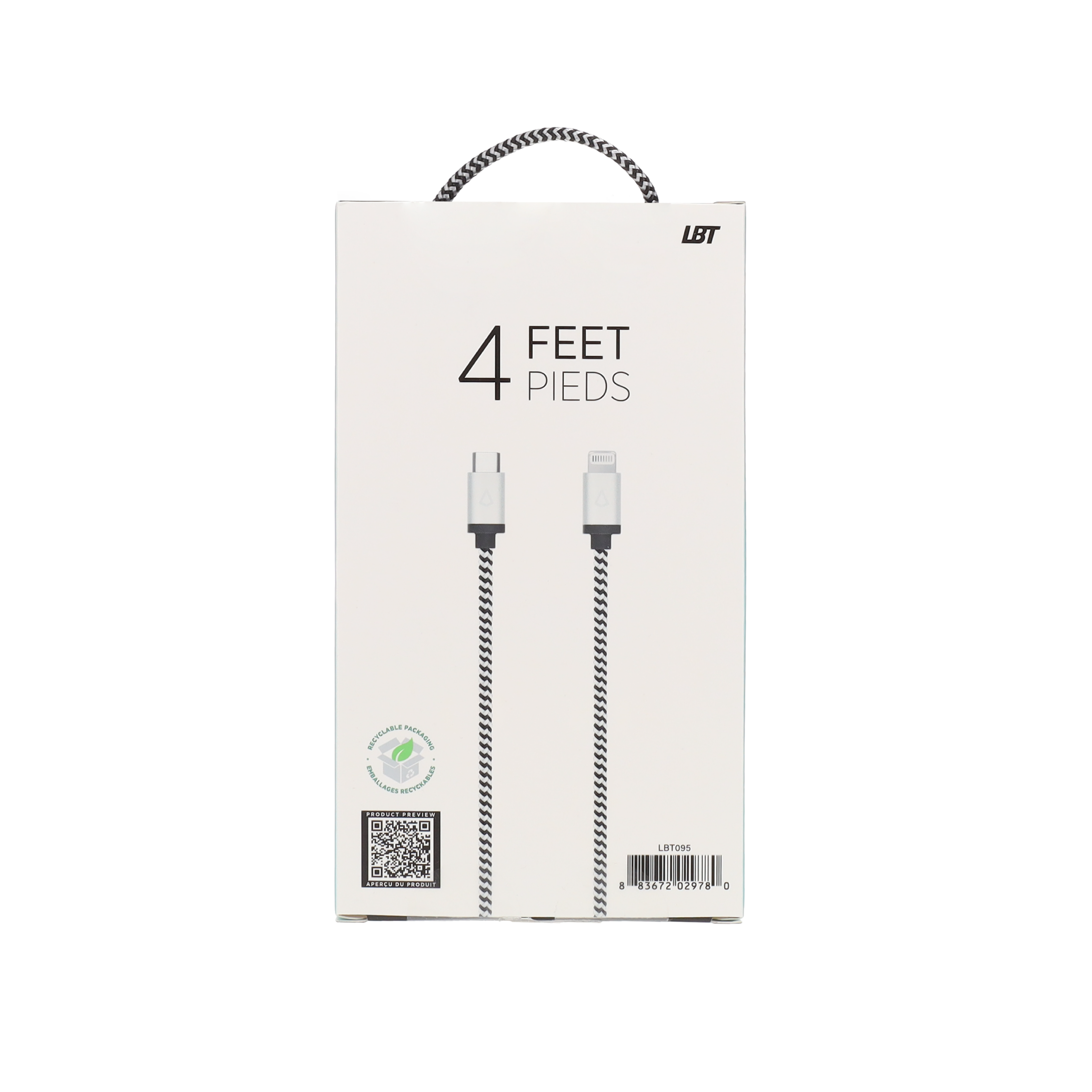 4 ft Braided Cable (USB-C to Lightning Cable)