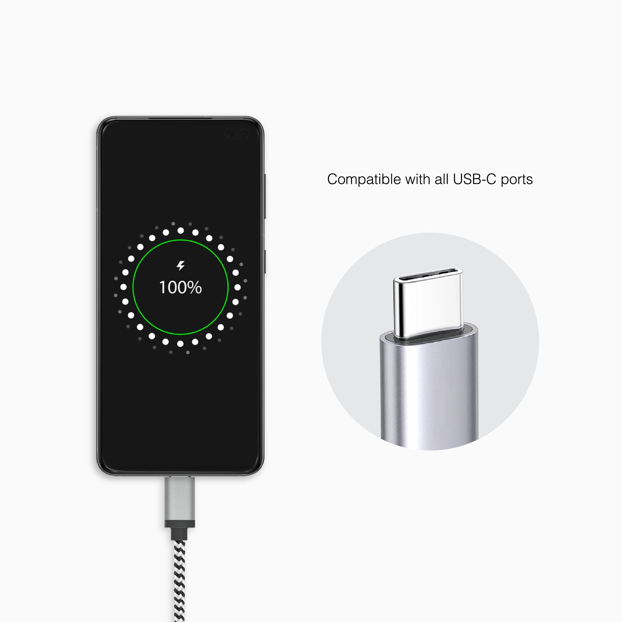 Câble tressé de 30 cm (câble USB-A vers USB-C)