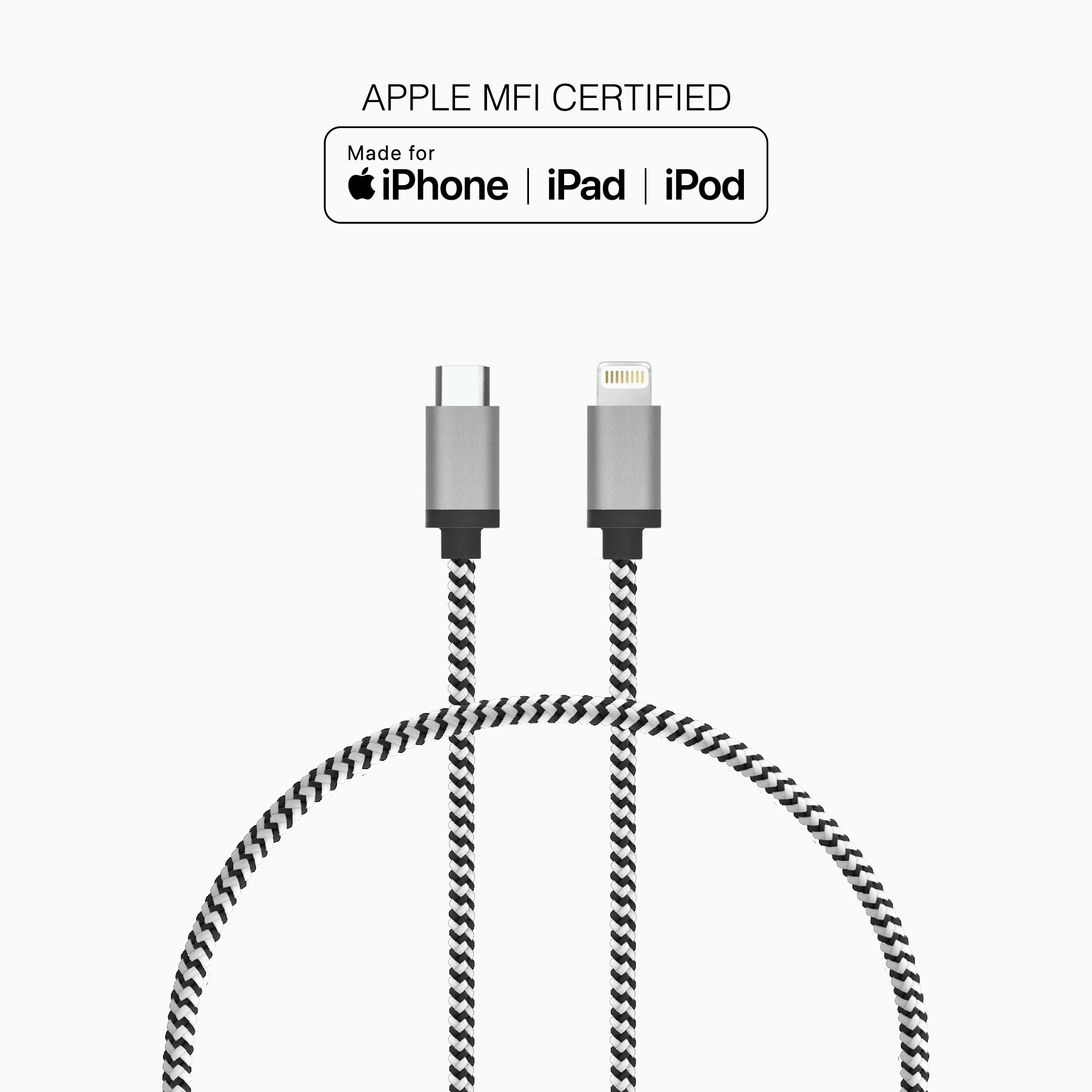 Câble tressé de 30 cm (câble USB-C vers Lightning)