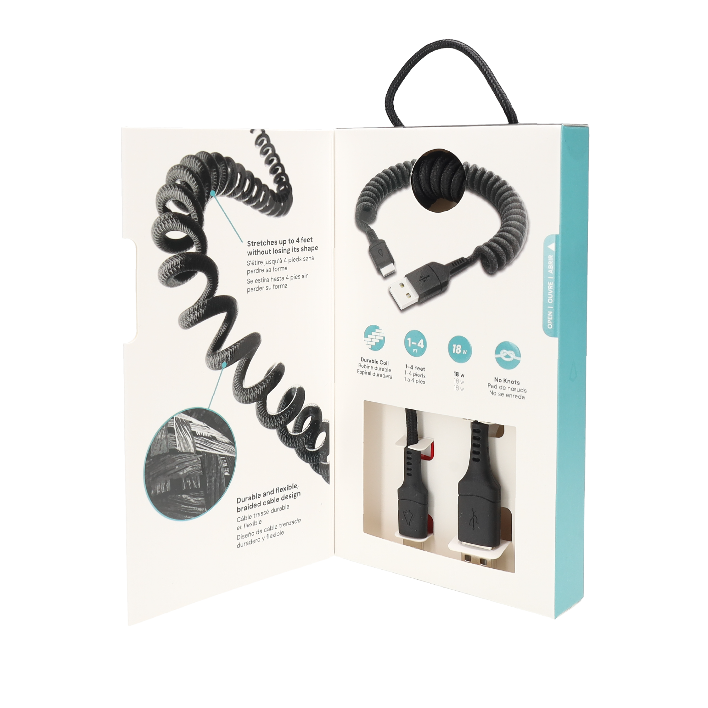 Câble spiralé de 1,2 m (USB AC)