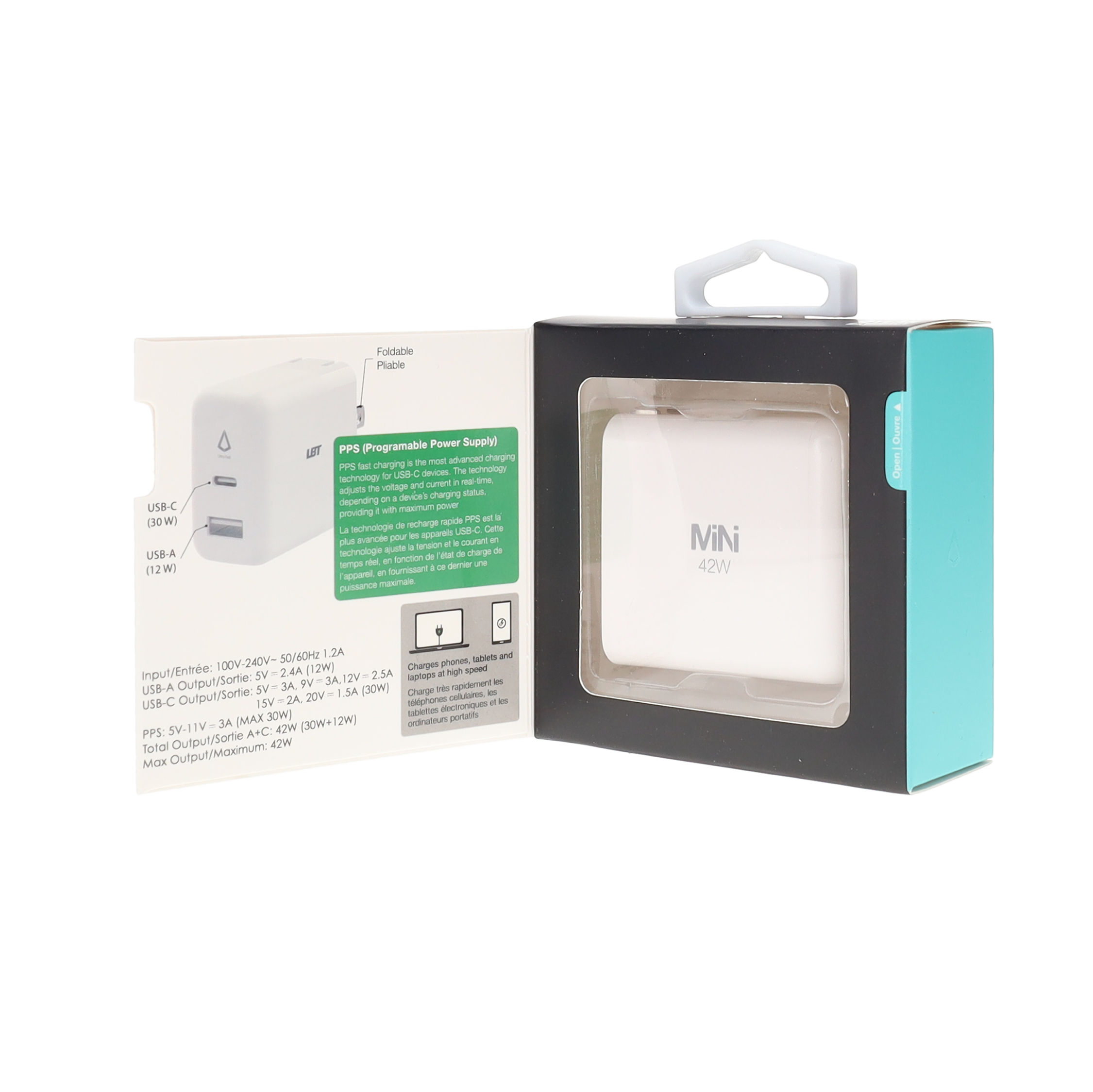 Chargeur mural GaN PD double port 42 W (MiNi) 
