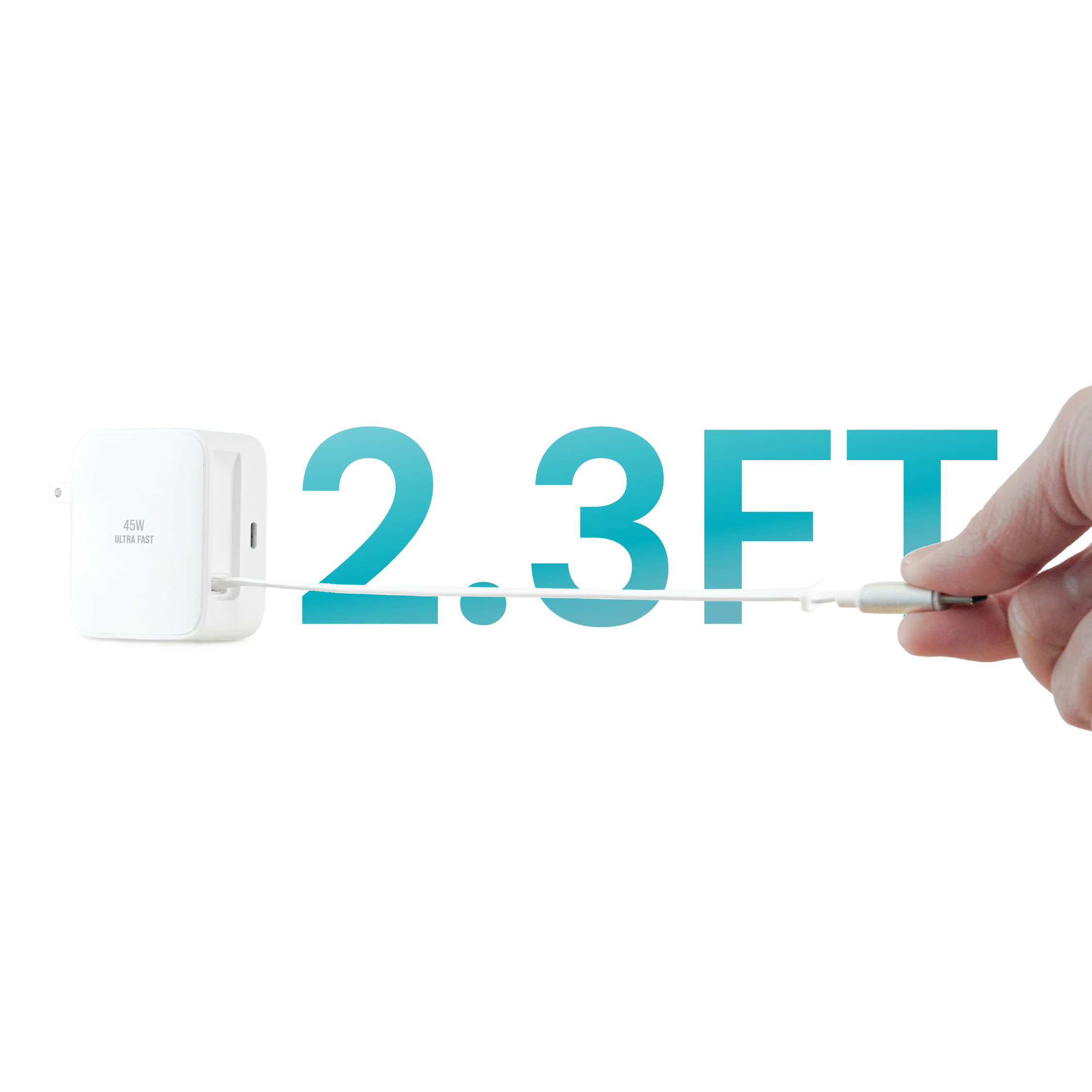 45W Retractable Built-in Cable Charger with Extra Port