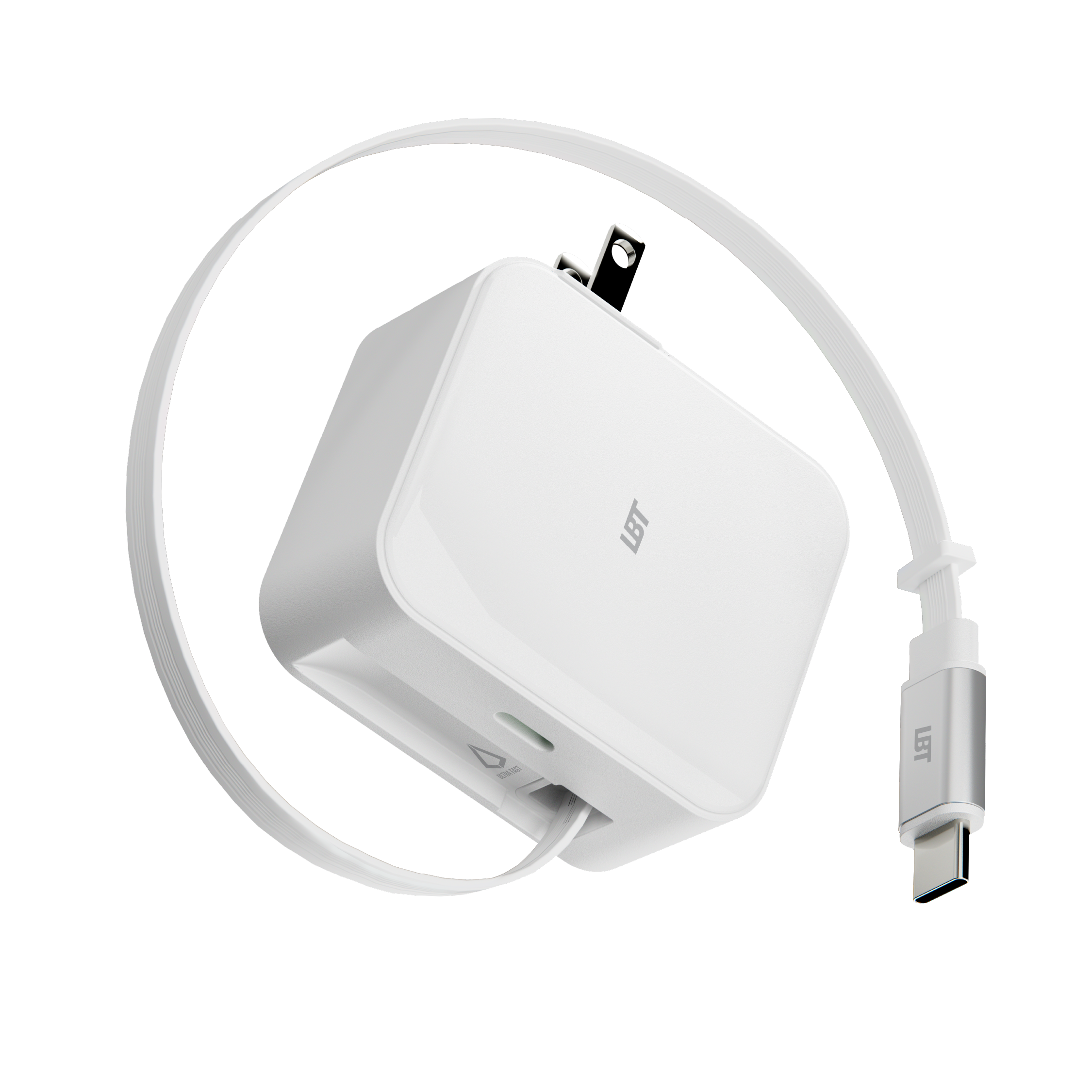 45W Retractable Built-in Cable Charger with Extra Port