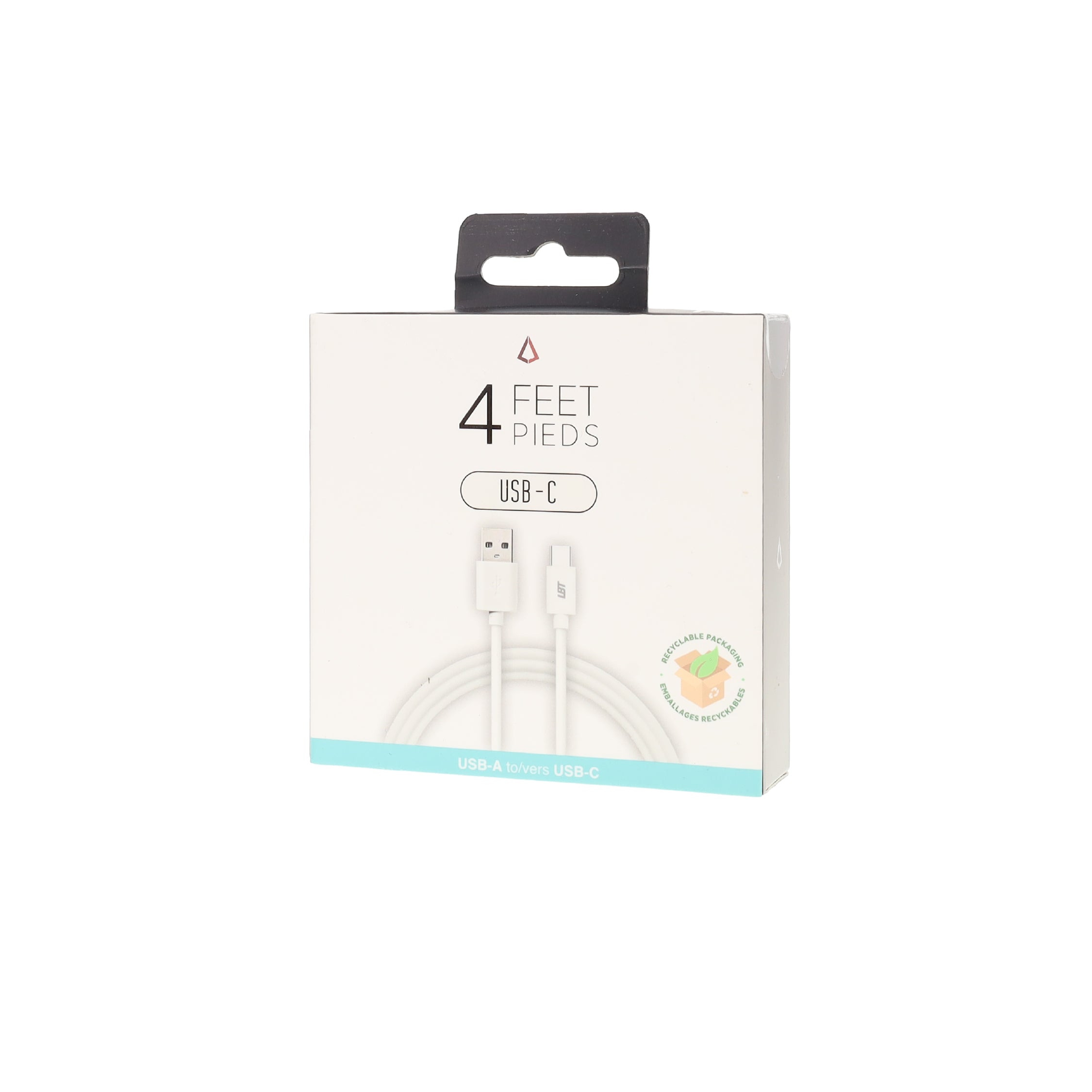 Câble blanc en PVC de 1,2 m (USB-A vers USB-C)