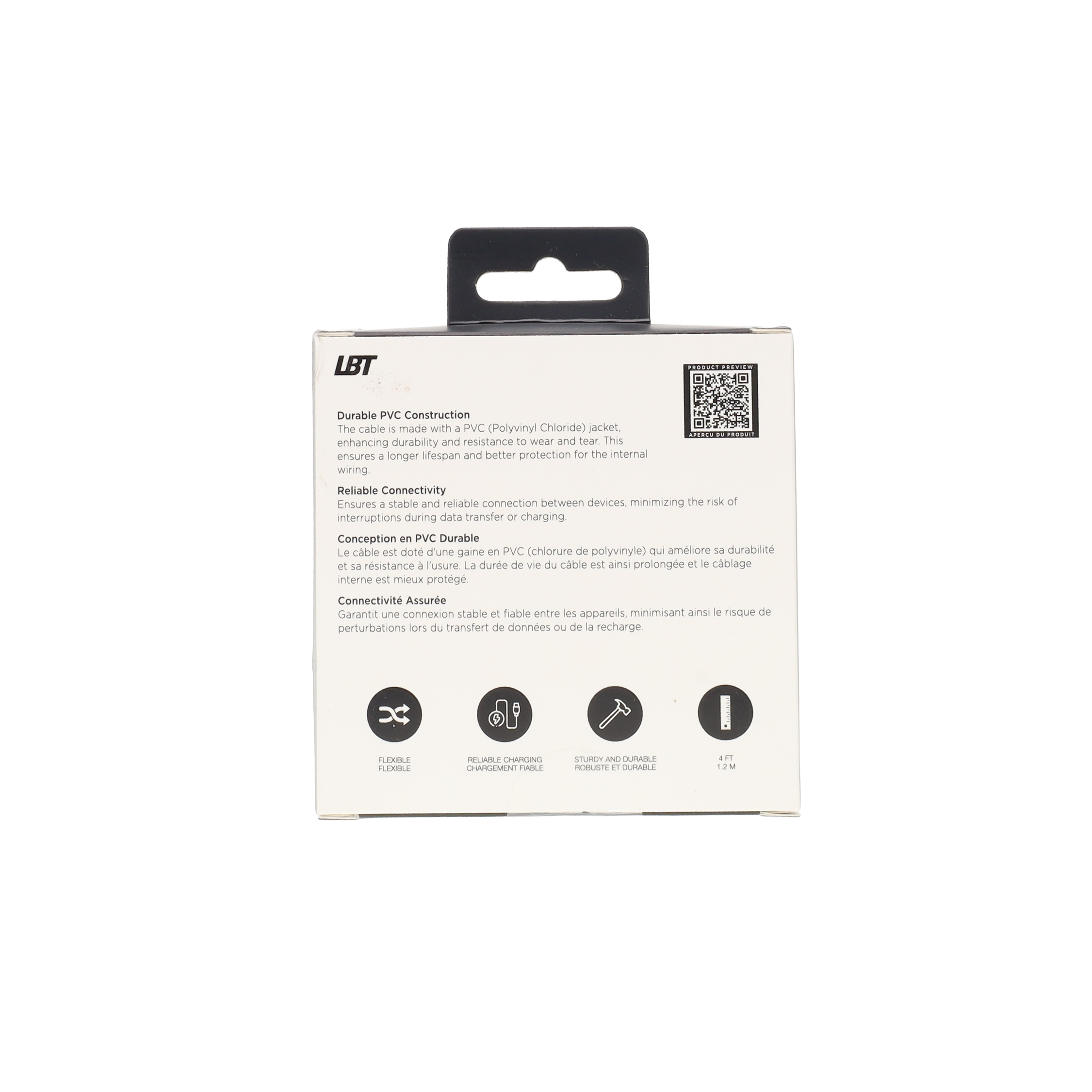 Câble blanc en PVC de 1,2 m (USB-A vers Lightning)