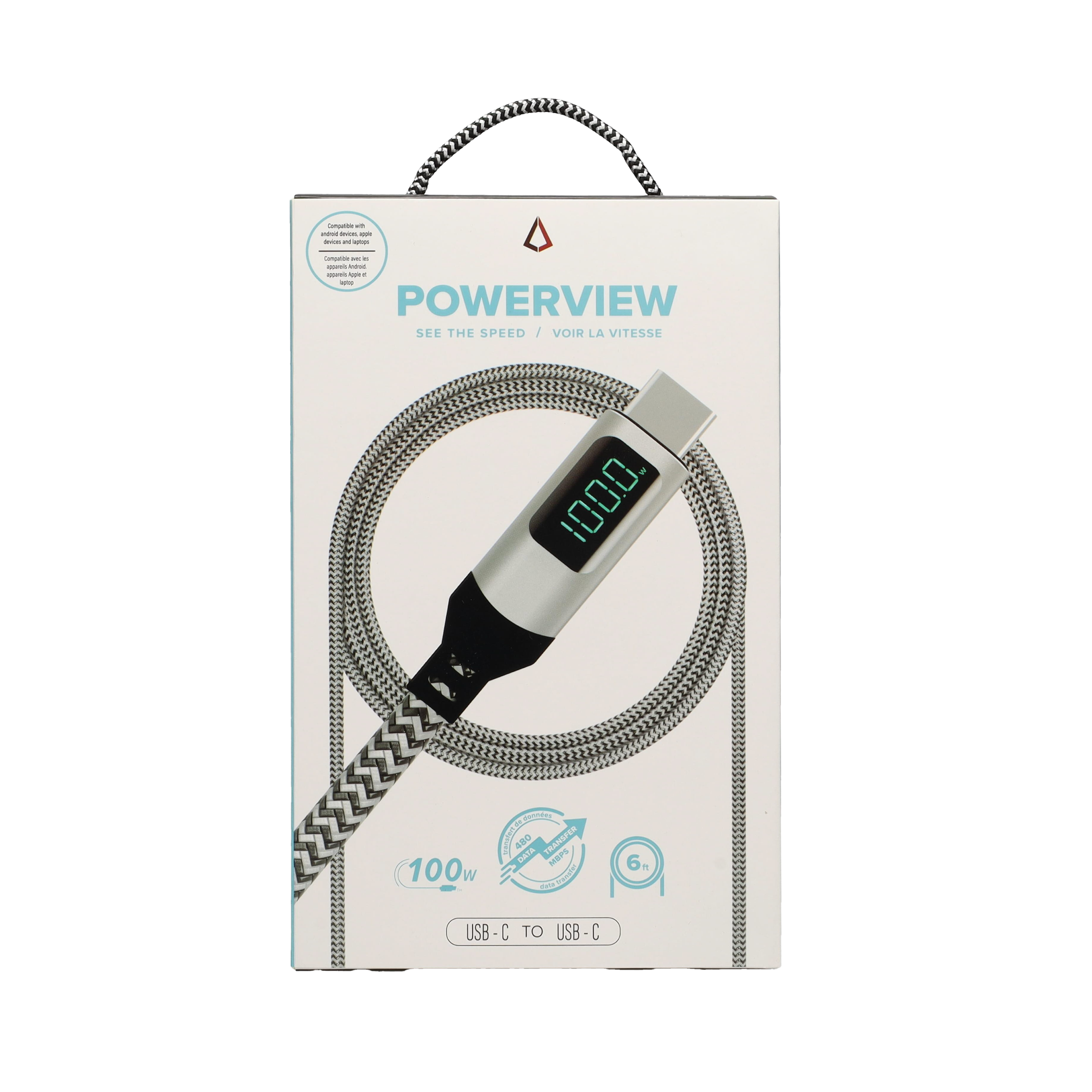 6 ft Powerview Braided Cable (USB-C to USB-C) (480Mbps/100W)