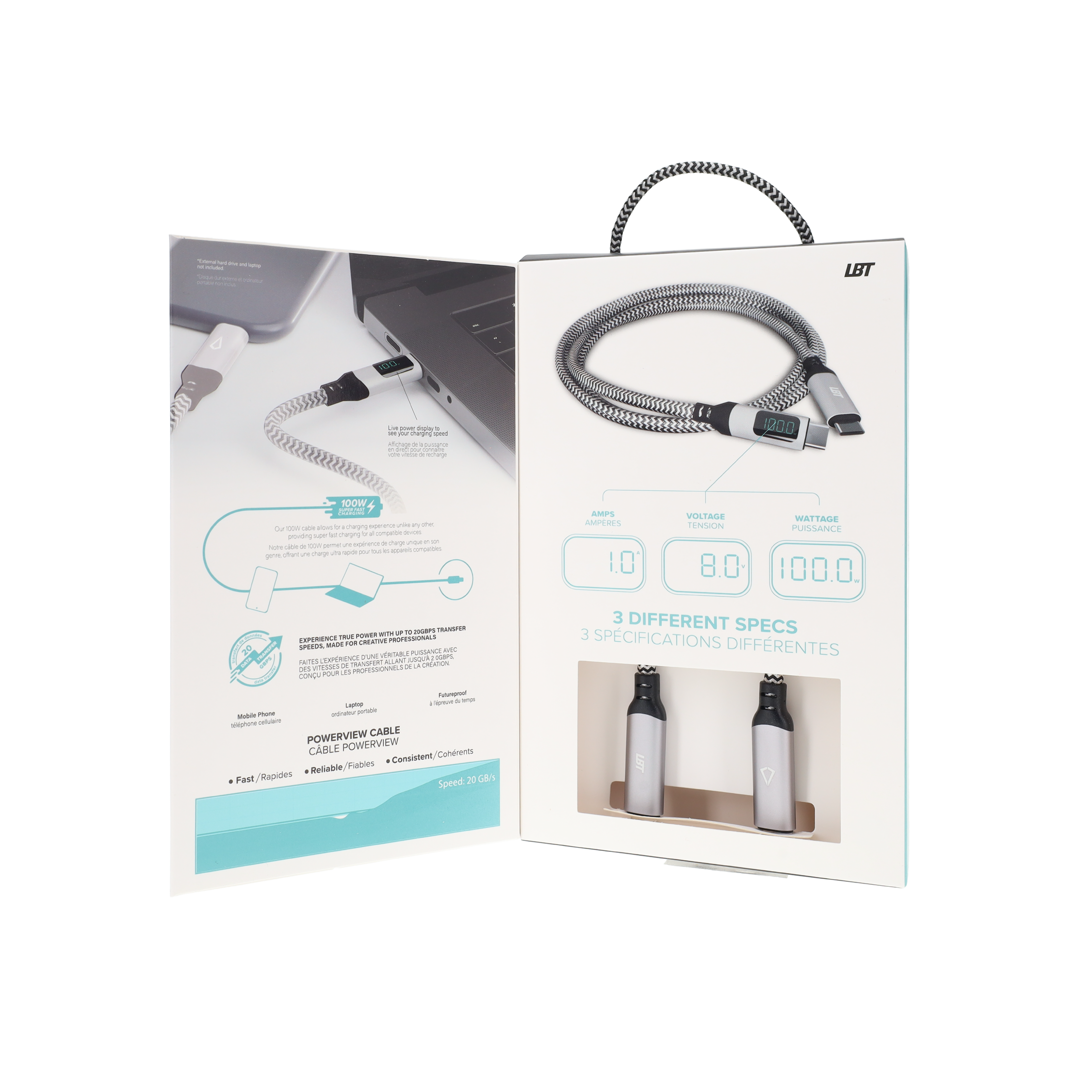 6 ft Powerview Braided Cable (USB-C to USB-C) (20 Gbps/100W)