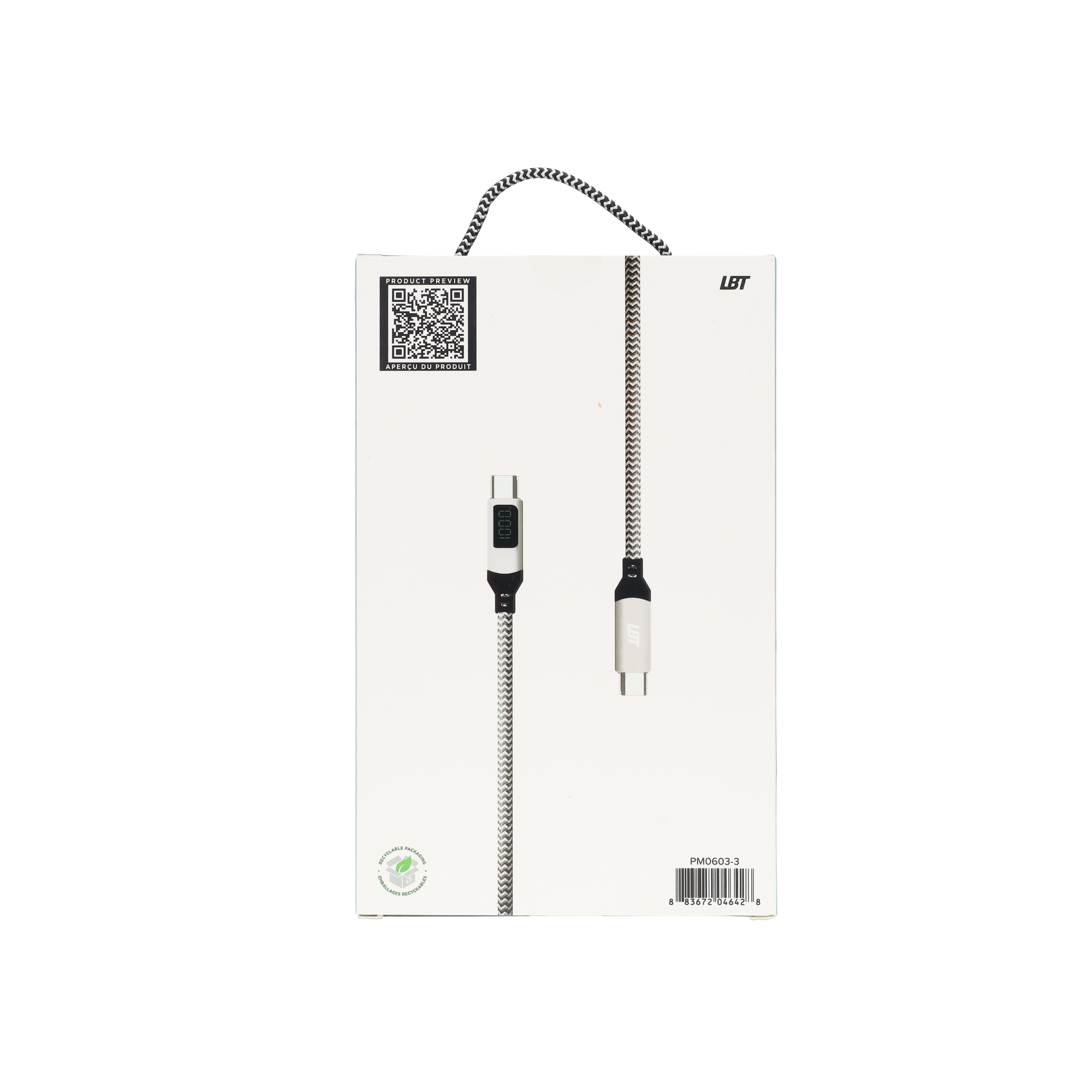 6 ft Powerview Braided Cable (USB-C to USB-C) (480Mbps/100W)
