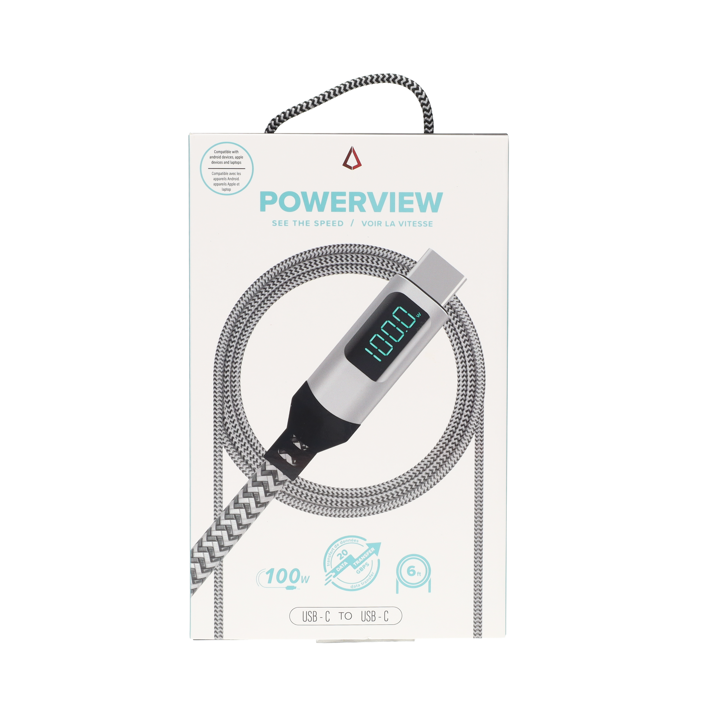 6 ft Powerview Braided Cable (USB-C to USB-C) (20 Gbps/100W)