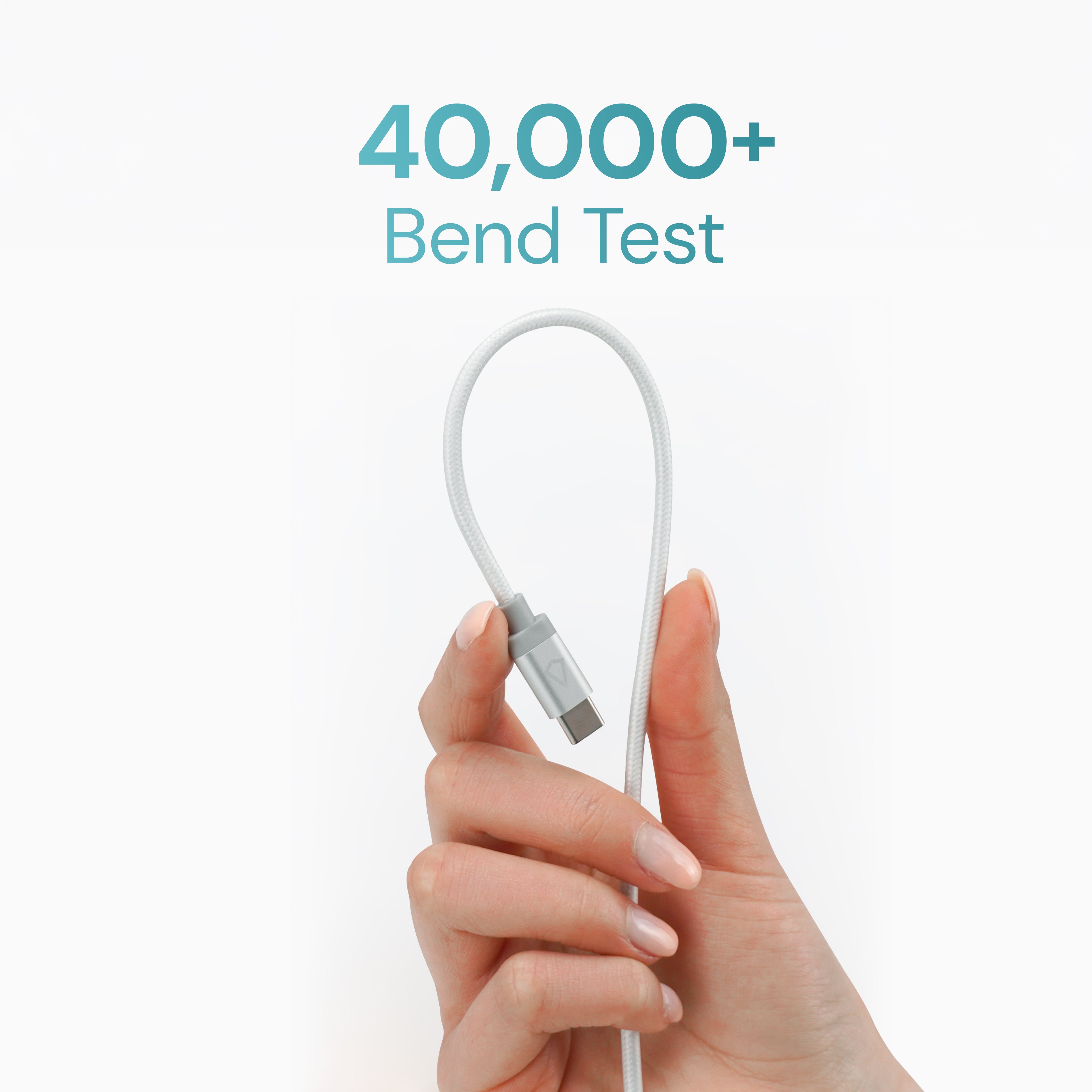 5 ft Braided White Cable (USB-A to USB-C)