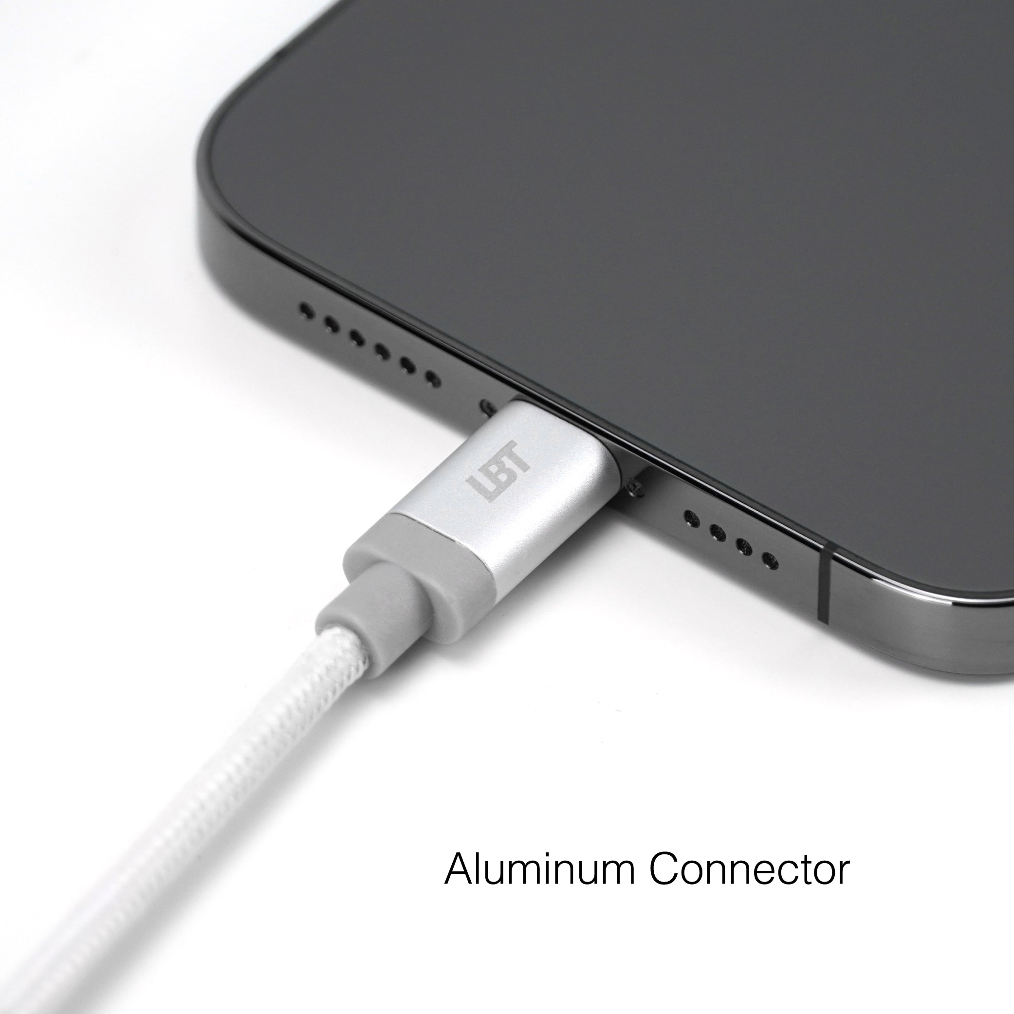 5 ft Braided White Cable (USB-A to USB-C)