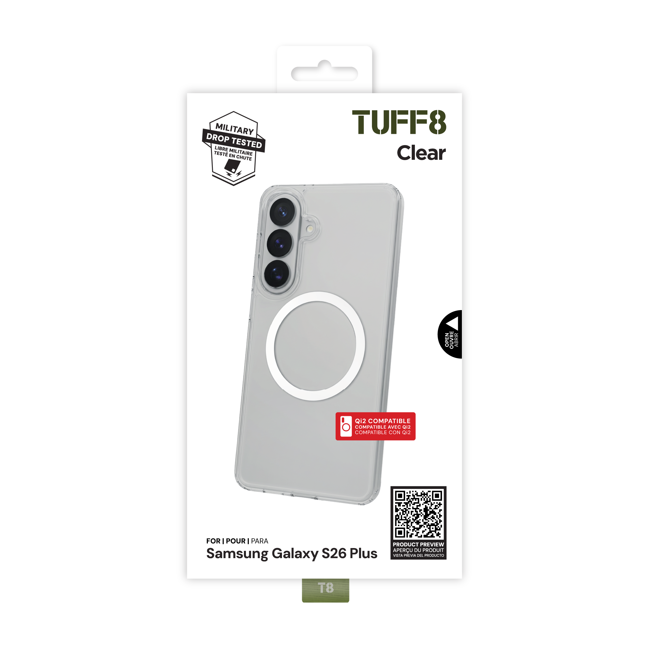 Étui transparent compatible Qi2 pour Samsung Galaxy S26+