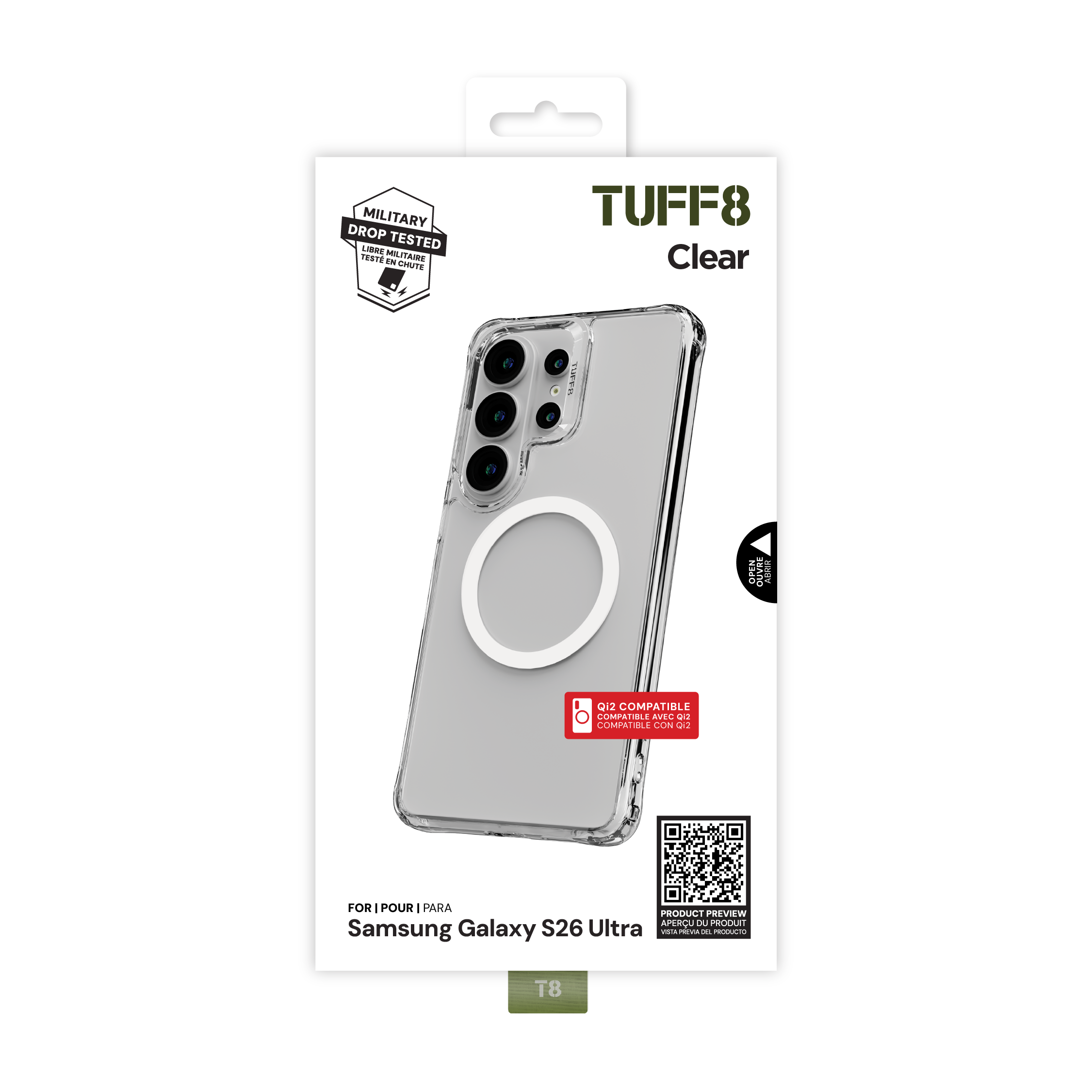Étui transparent compatible Qi2 pour Samsung Galaxy S26 Ultra