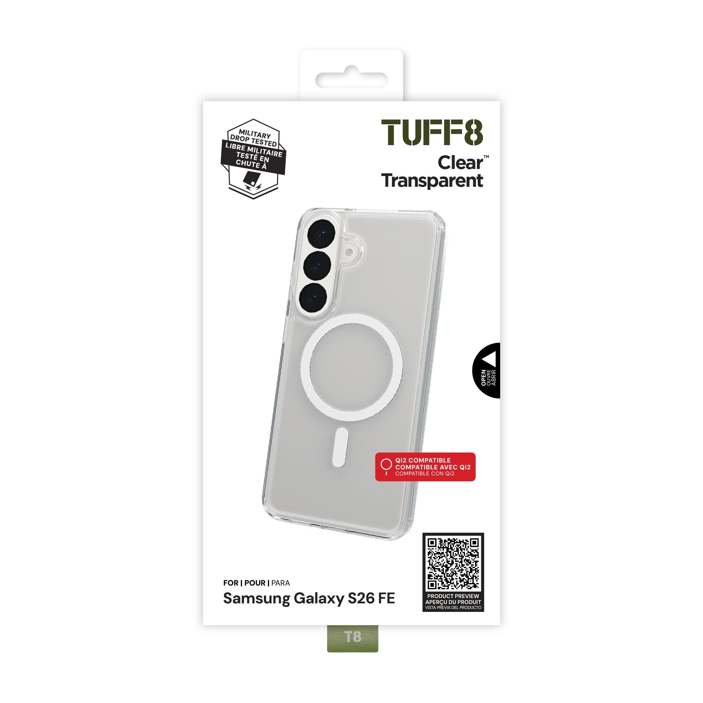 Étui transparent compatible Qi2 pour Samsung Galaxy S26 Ultra